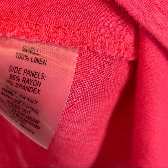 Calvin Klein XL/0X Women's Linen Vibrant Pink Coral Blouse Spring summer casual - Picture 4 of 11